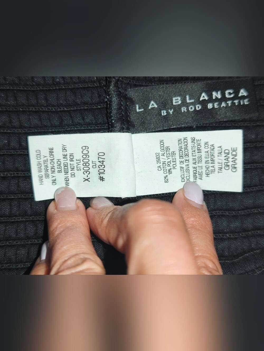 La Blanca by Rod Beattie Women's Sz L Black Textured Terry Cloth Dress Cover Up - Picture 6 of 7